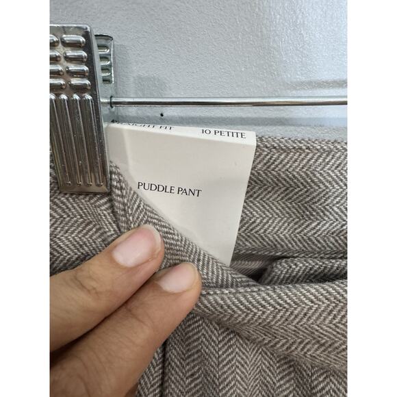 Banana Rep. Women Straight Wool-Blend Herringbone Trouser Puddle Pant 10 Preppy - Picture 4 of 8